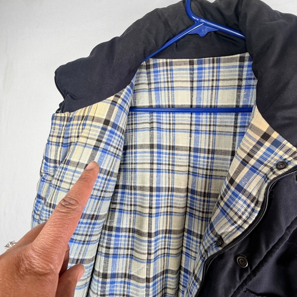 Mens Navy Blue Utility Vest Plaid Flannel Lined Multi Pocket Full Zip Snap Front - Picture 11 of 11